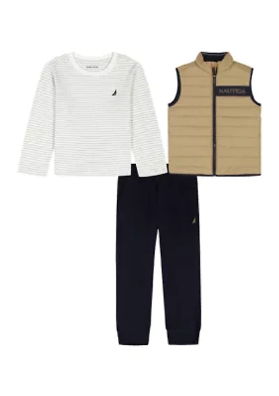Boys 4-7 T-Shirt and Vest with Twill Jogger Set