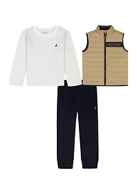 Boys 4-7 T-Shirt and Vest with Twill Jogger Set