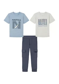 Boys 4-7 T-Shirt and Jogger 3-Piece Set