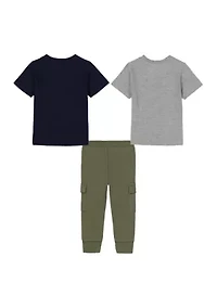 Boys 4-7 3-Piece T-Shirt with Cargo Joggers