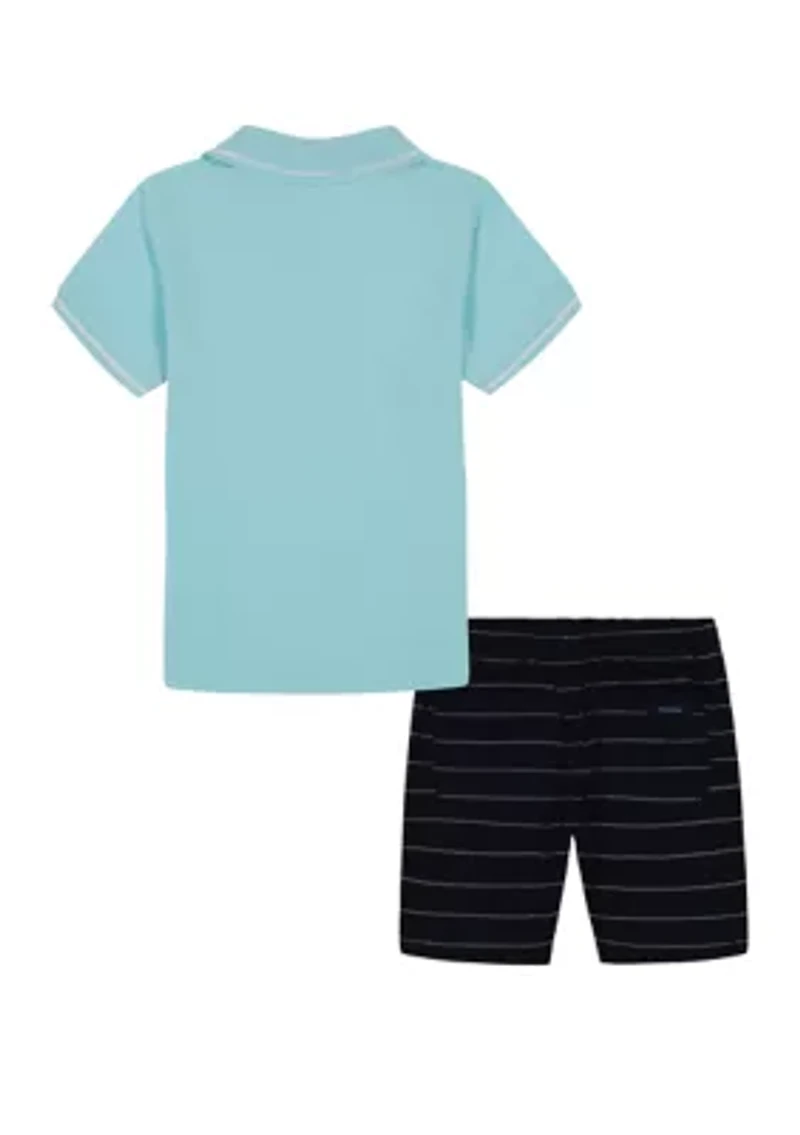 Boys 4-7 Pinstripe Polo Shirt and Shorts Set