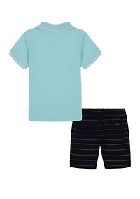 Boys 4-7 Pinstripe Polo Shirt and Shorts Set