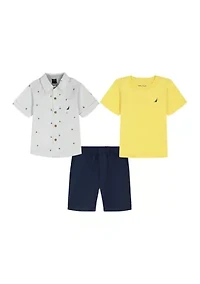 Boys 4-7 3 Piece Woven Shorts Set