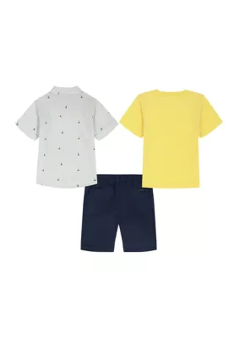 Boys 4-7 3 Piece Woven Shorts Set