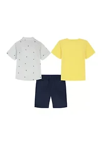 Boys 4-7 3 Piece Woven Shorts Set