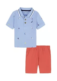 Boys 4-7 2 Piece Polo Shorts Set