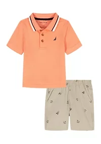 Boys 4-7 2 Piece Polo Shorts Set