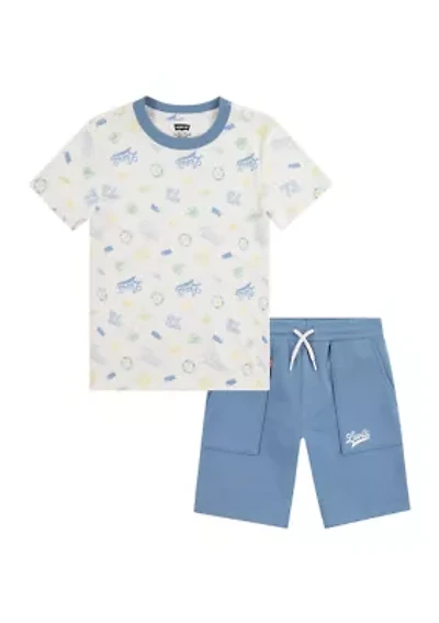 Boys 4-7 Printed Badges T-Shirt and Shorts Set