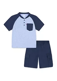 Boys 4-7 Raglan Henley Cargo Set