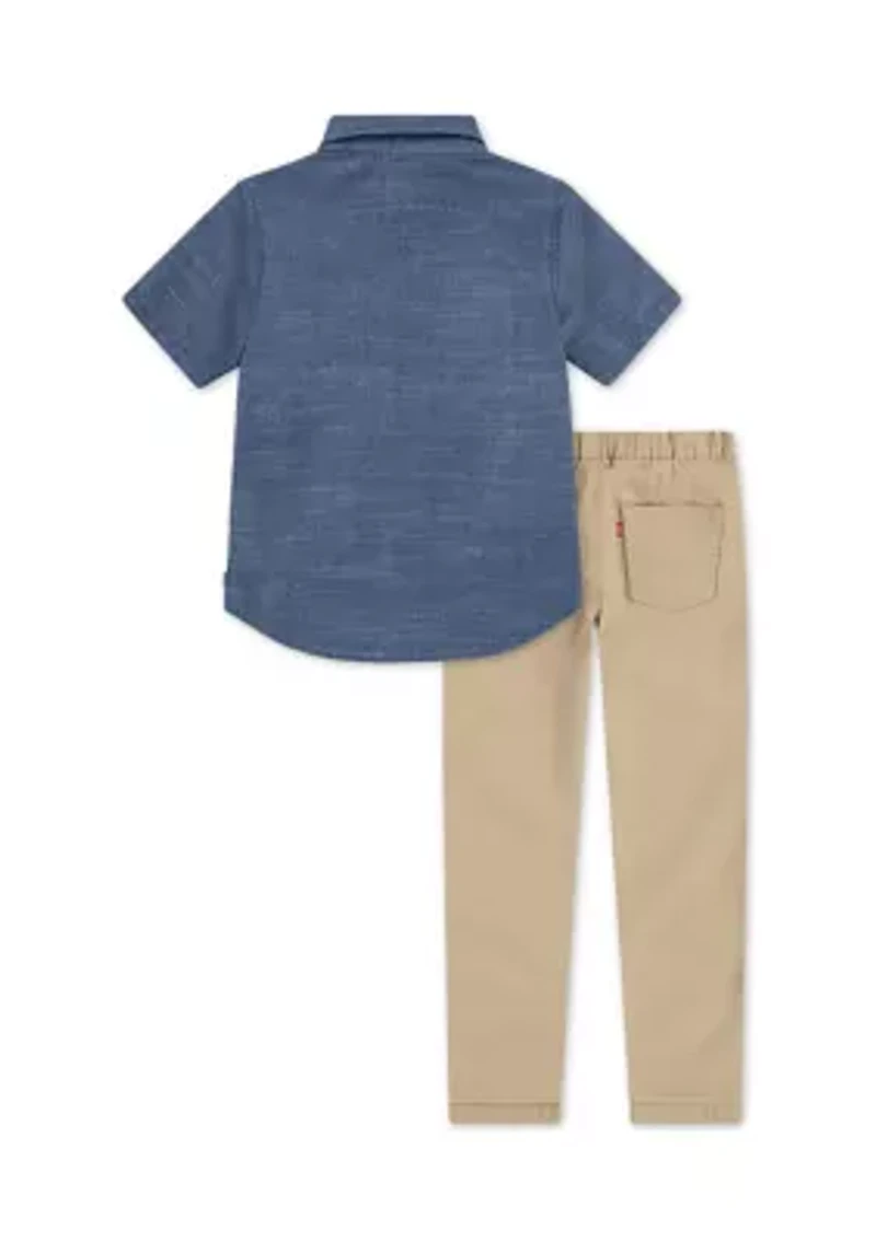 Boys 4-7 Chambray Color Block Jogger Set