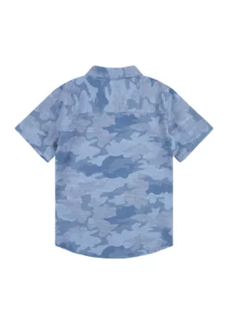 Boys 8-20 All Over Print Button Down Shirt
