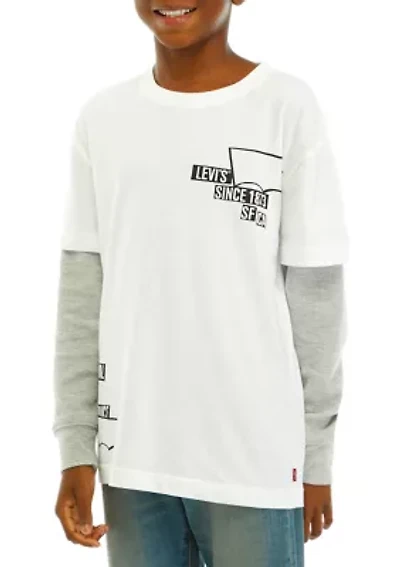 Boys 8-20 Long Sleeve 2Fer Graphic T-Shirt