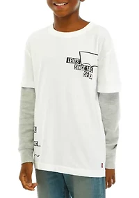 Boys 8-20 Long Sleeve 2Fer Graphic T-Shirt