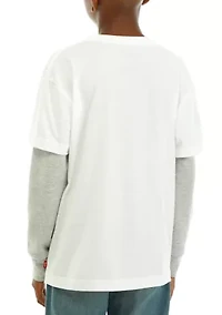 Boys 8-20 Long Sleeve 2Fer Graphic T-Shirt