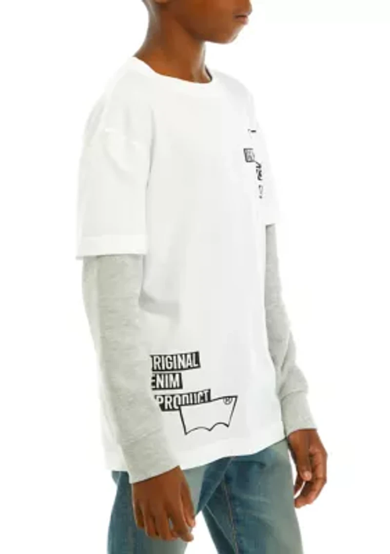 Boys 8-20 Long Sleeve 2Fer Graphic T-Shirt
