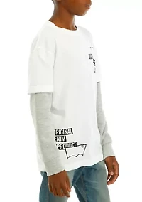 Boys 8-20 Long Sleeve 2Fer Graphic T-Shirt
