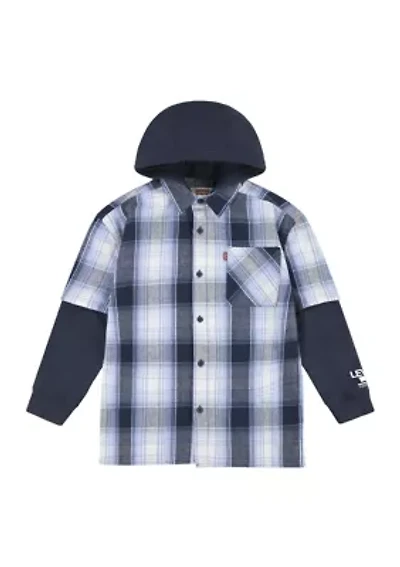 Boys 8-20 Hooded Woven Shirt