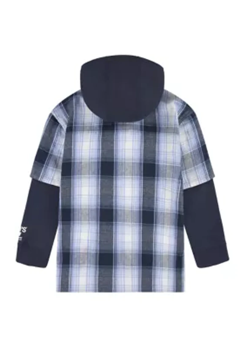 Boys 8-20 Hooded Woven Shirt