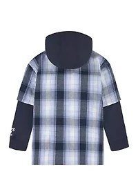 Boys 8-20 Hooded Woven Shirt