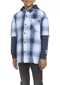 Boys 8-20 Hooded Woven Shirt