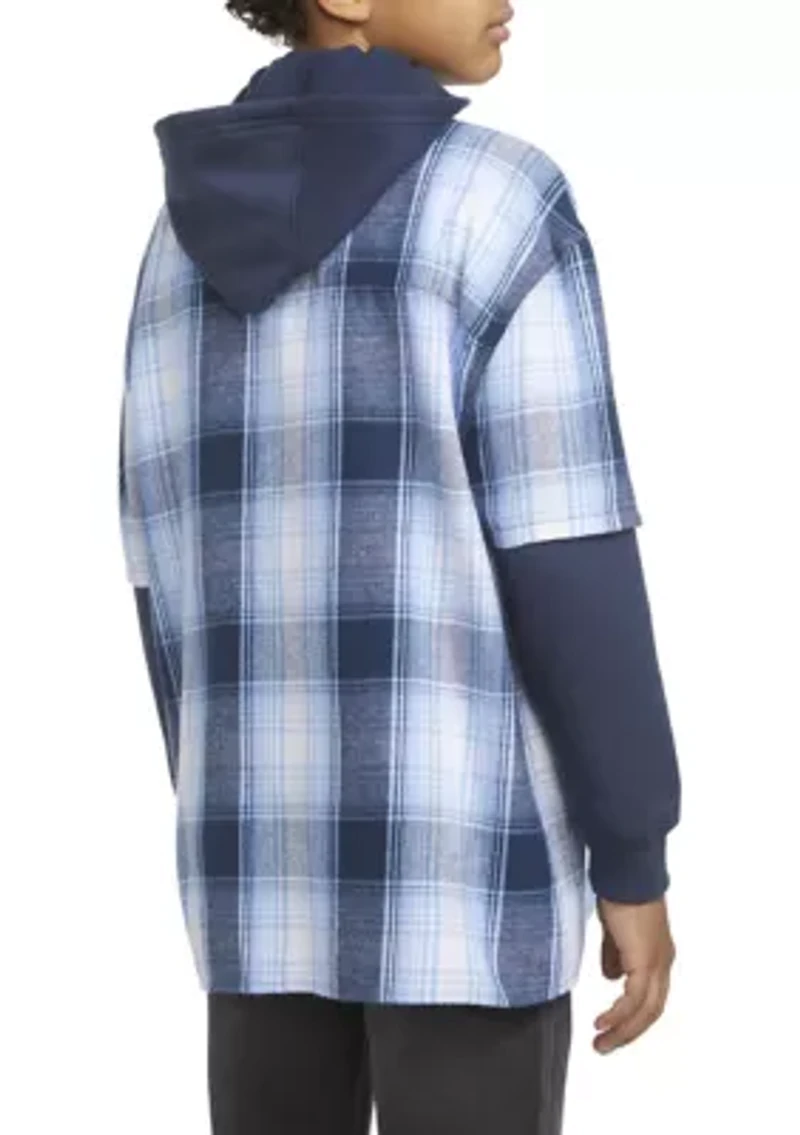 Boys 8-20 Hooded Woven Shirt