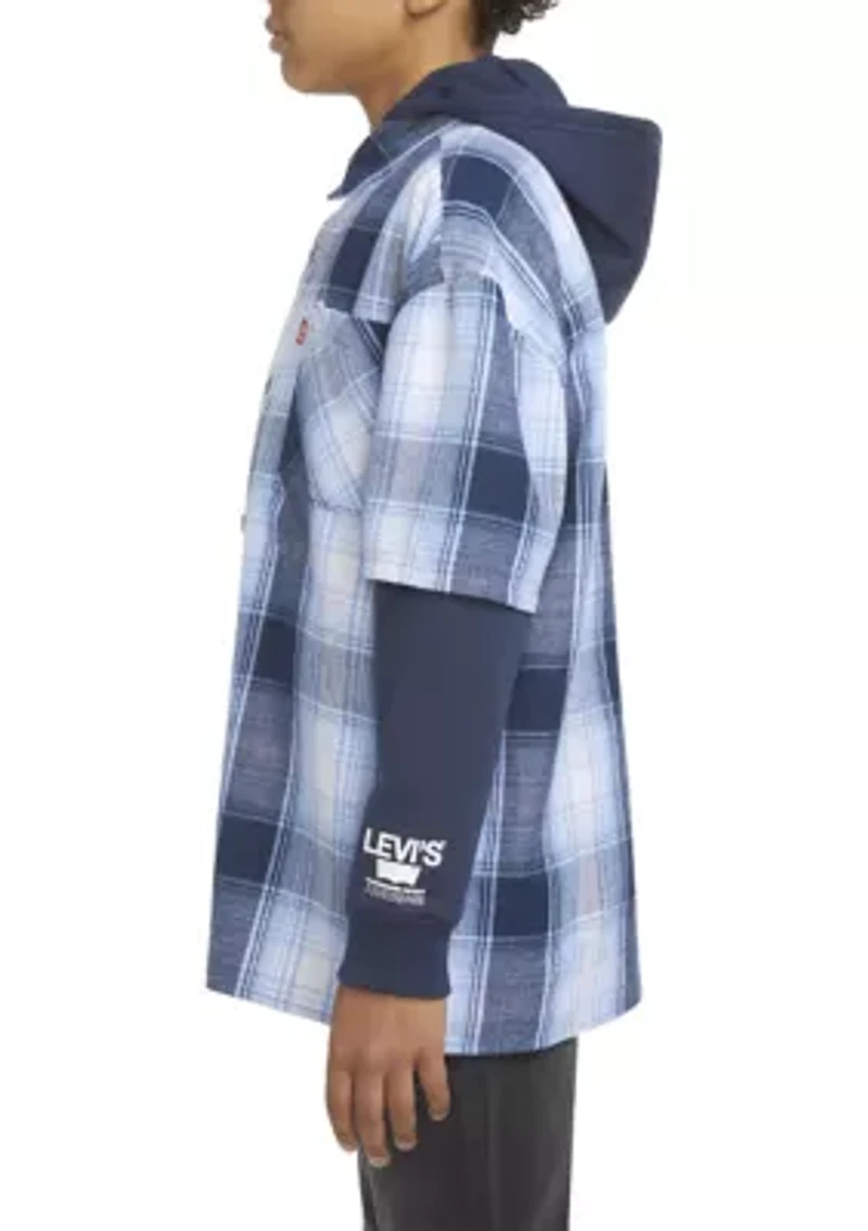 Boys 8-20 Hooded Woven Shirt