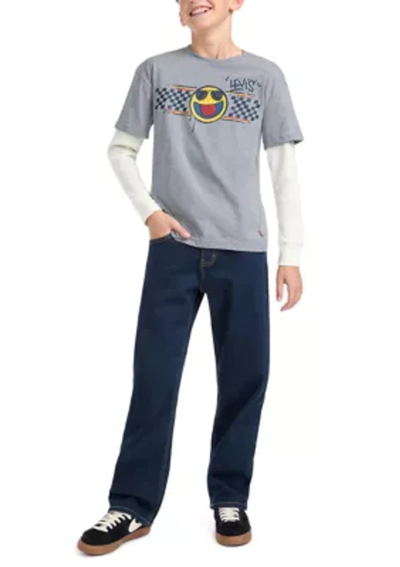 Boys 8-20 Smiley Racing Twofer Long Sleeve T-Shirt