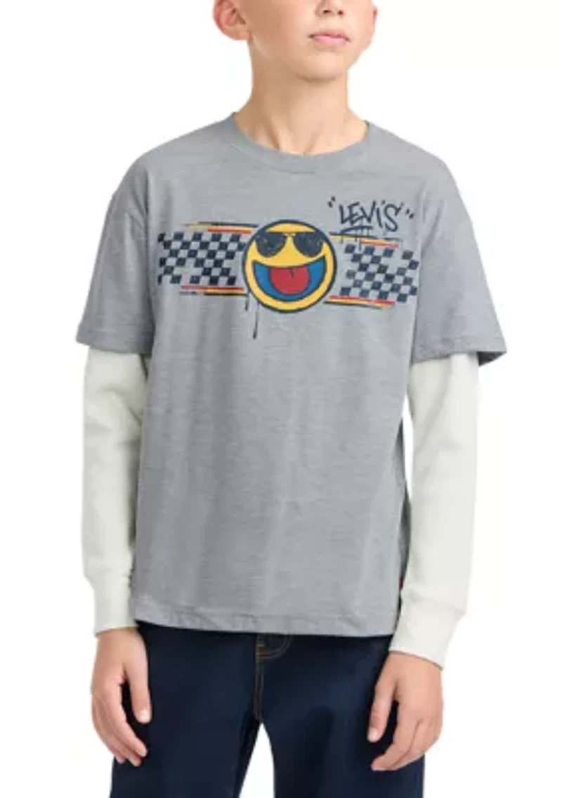 Boys 8-20 Smiley Racing Twofer Long Sleeve T-Shirt