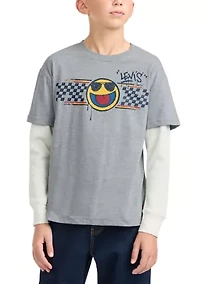 Boys 8-20 Smiley Racing Twofer Long Sleeve T-Shirt