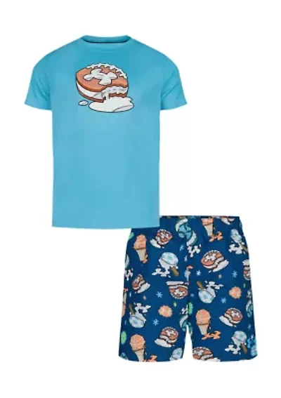 Boys 4-7 Ice Cream Print T-Shirt and Shorts Swim Set