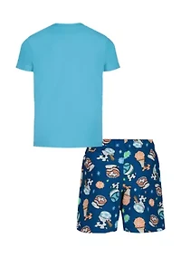 Boys 4-7 Ice Cream Print T-Shirt and Shorts Swim Set