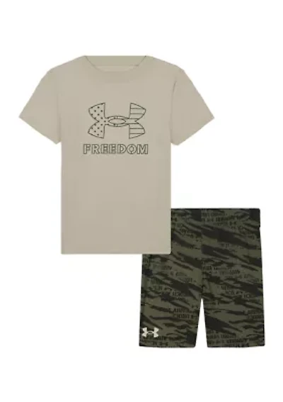 Boys 4-7 Flag Camo Graphic T-Shirt and Shorts Set