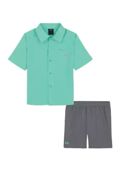 Boys 4-7 Woven Shirt and Shorts Set