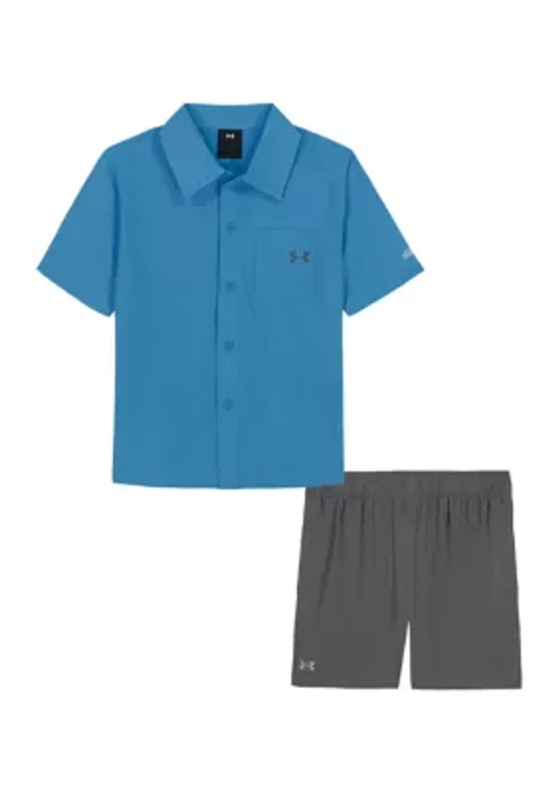 Boys 4-7 Woven Shirt and Shorts Set