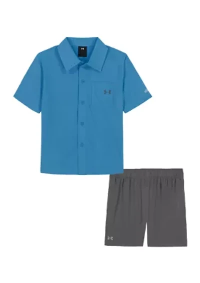 Boys 4-7 Woven Shirt and Shorts Set