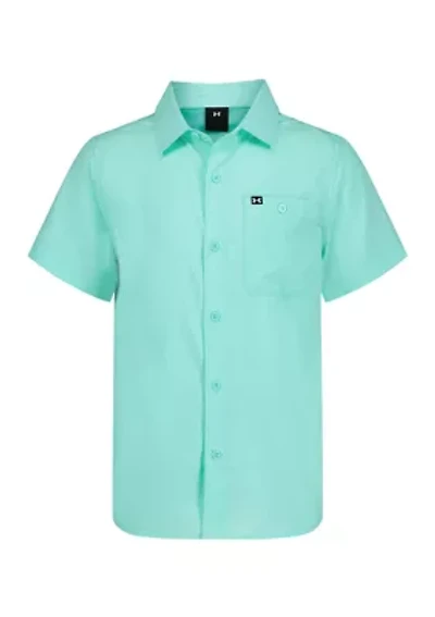 Boys 8-20 Solid Woven Fish Shirt