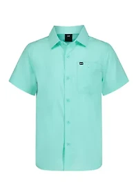 Boys 8-20 Solid Woven Fish Shirt