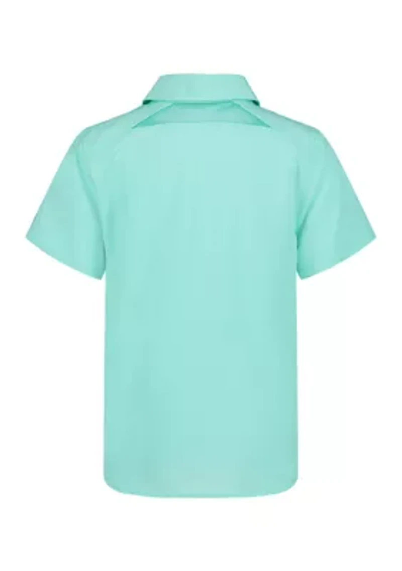 Boys 8-20 Solid Woven Fish Shirt