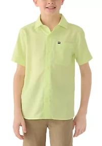 Boys 8-20 Solid Woven Fish Shirt