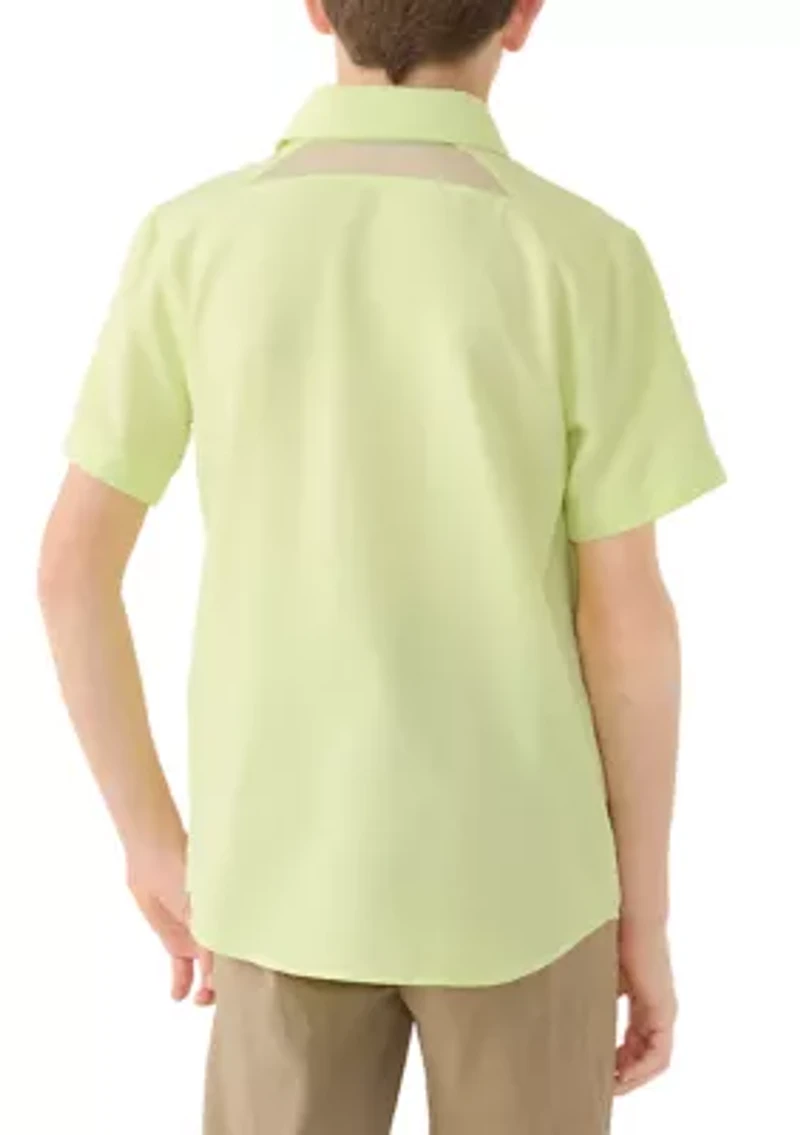 Boys 8-20 Solid Woven Fish Shirt