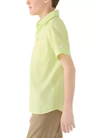 Boys 8-20 Solid Woven Fish Shirt