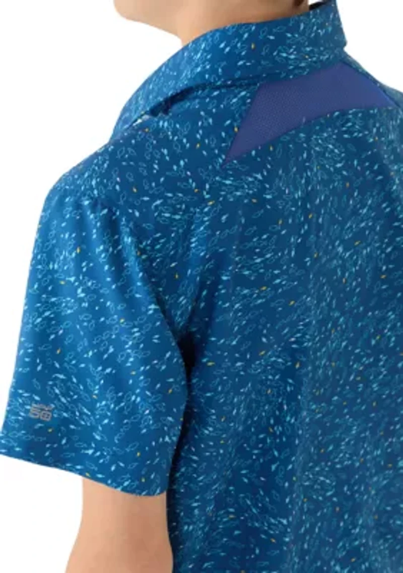 Boys 8-20 Print Woven Fish Shirt