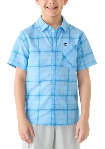 Boys 8-20 Plaid Woven Fish Shirt