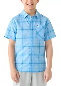 Boys 8-20 Plaid Woven Fish Shirt