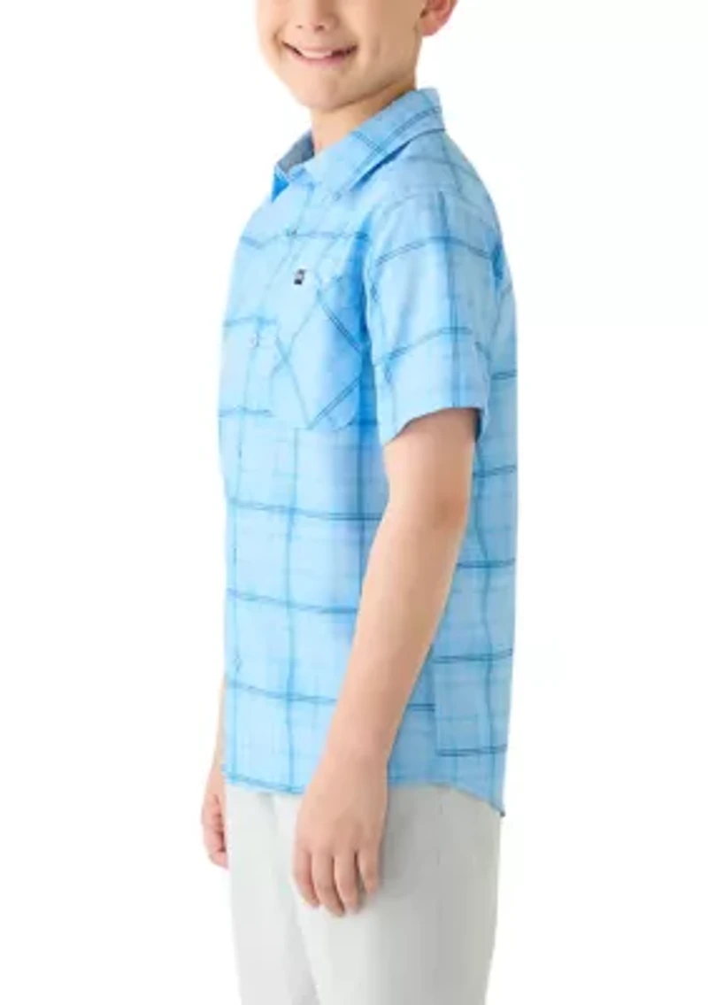 Boys 8-20 Plaid Woven Fish Shirt