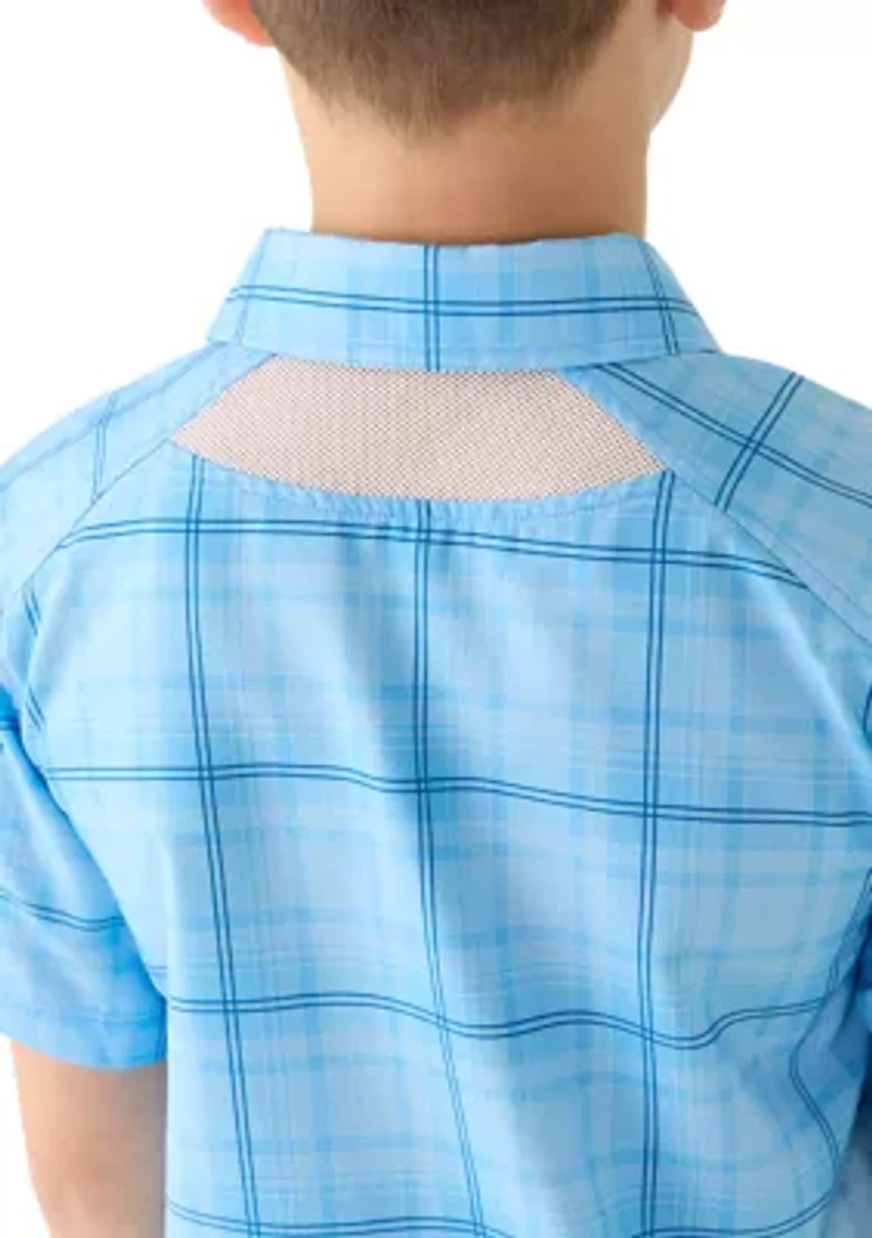 Boys 8-20 Plaid Woven Fish Shirt