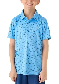 Boys 8-20 Printed Fish Polo Shirt