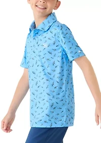 Boys 8-20 Printed Fish Polo Shirt