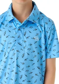 Boys 8-20 Printed Fish Polo Shirt