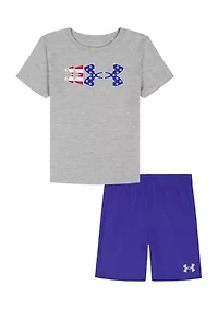 Boys 4-7 Flag Logo Graphic Shirt and Shorts Set
